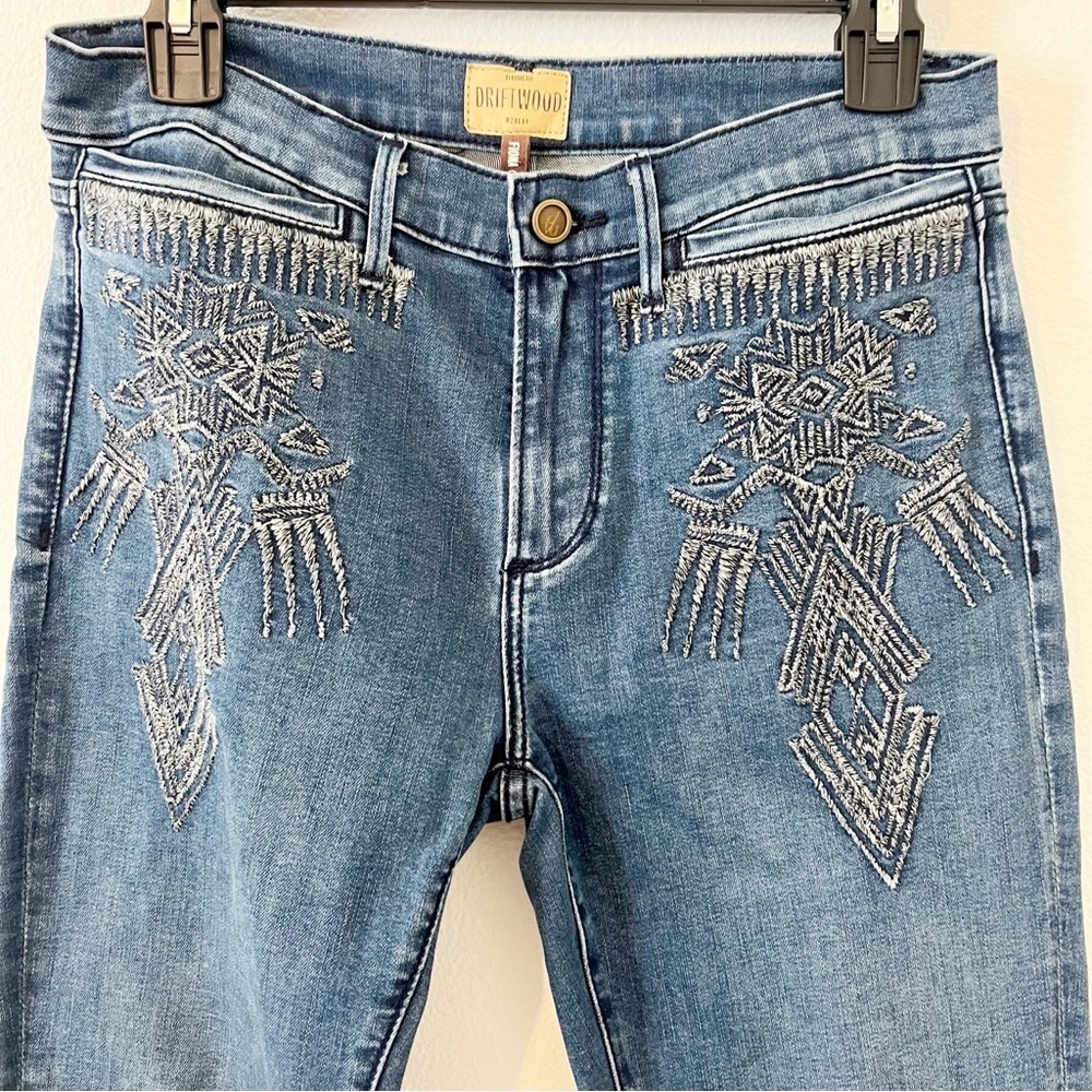 DRIFTWOOD Blue Embroidered Flare Jeans